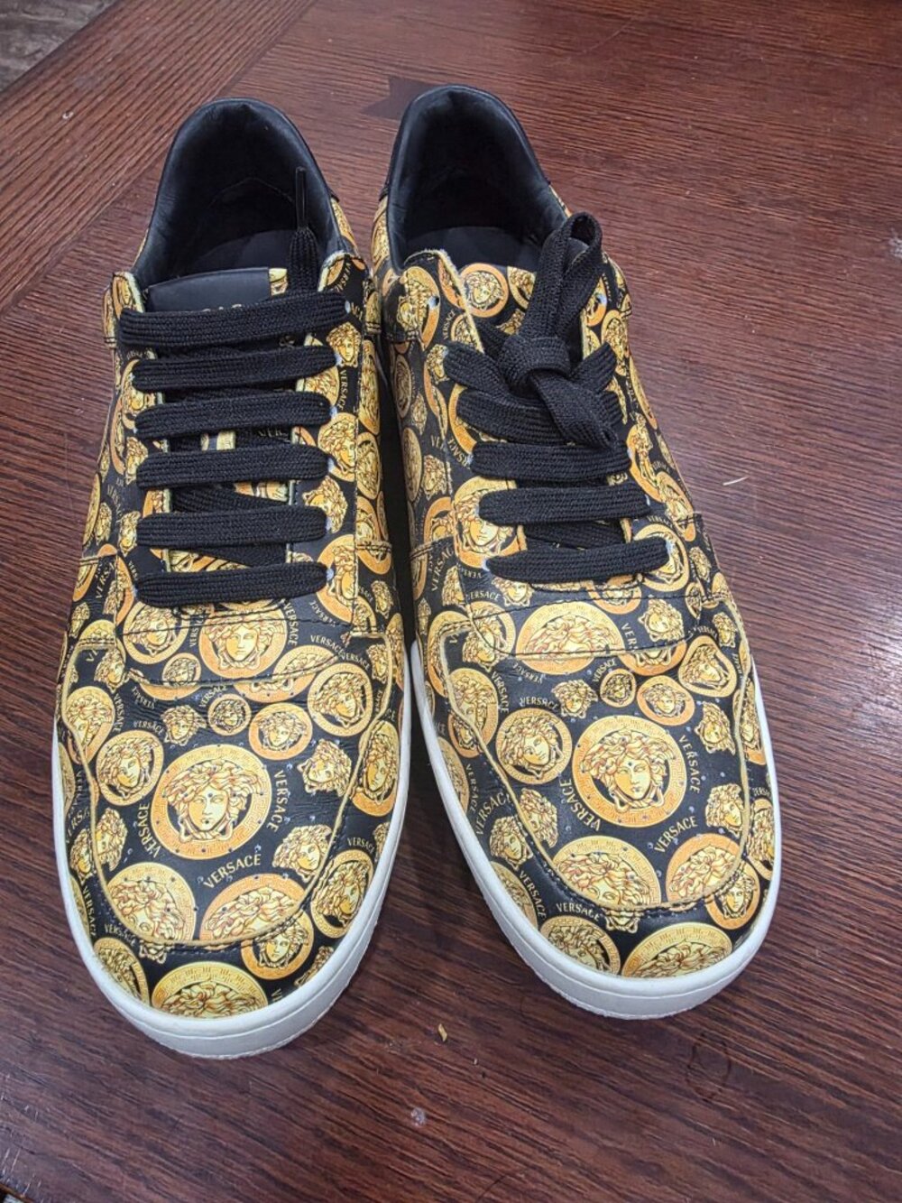 Versace Medusa Print Sneakers Black Gold Men's EU 45